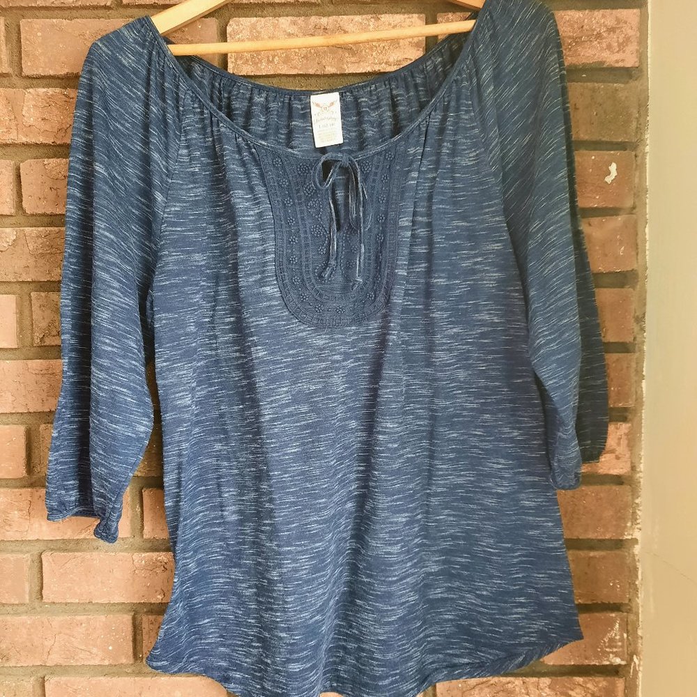 Faded Glory Women's Blue Peasant Top Size Large